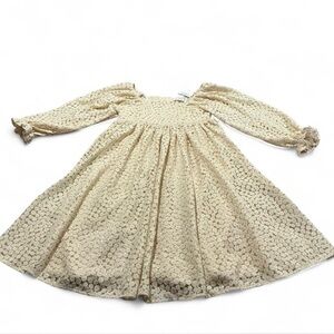 Storia Anthropologie Women’s Cream Long Sleeve Floral Lace Dress size Medium
